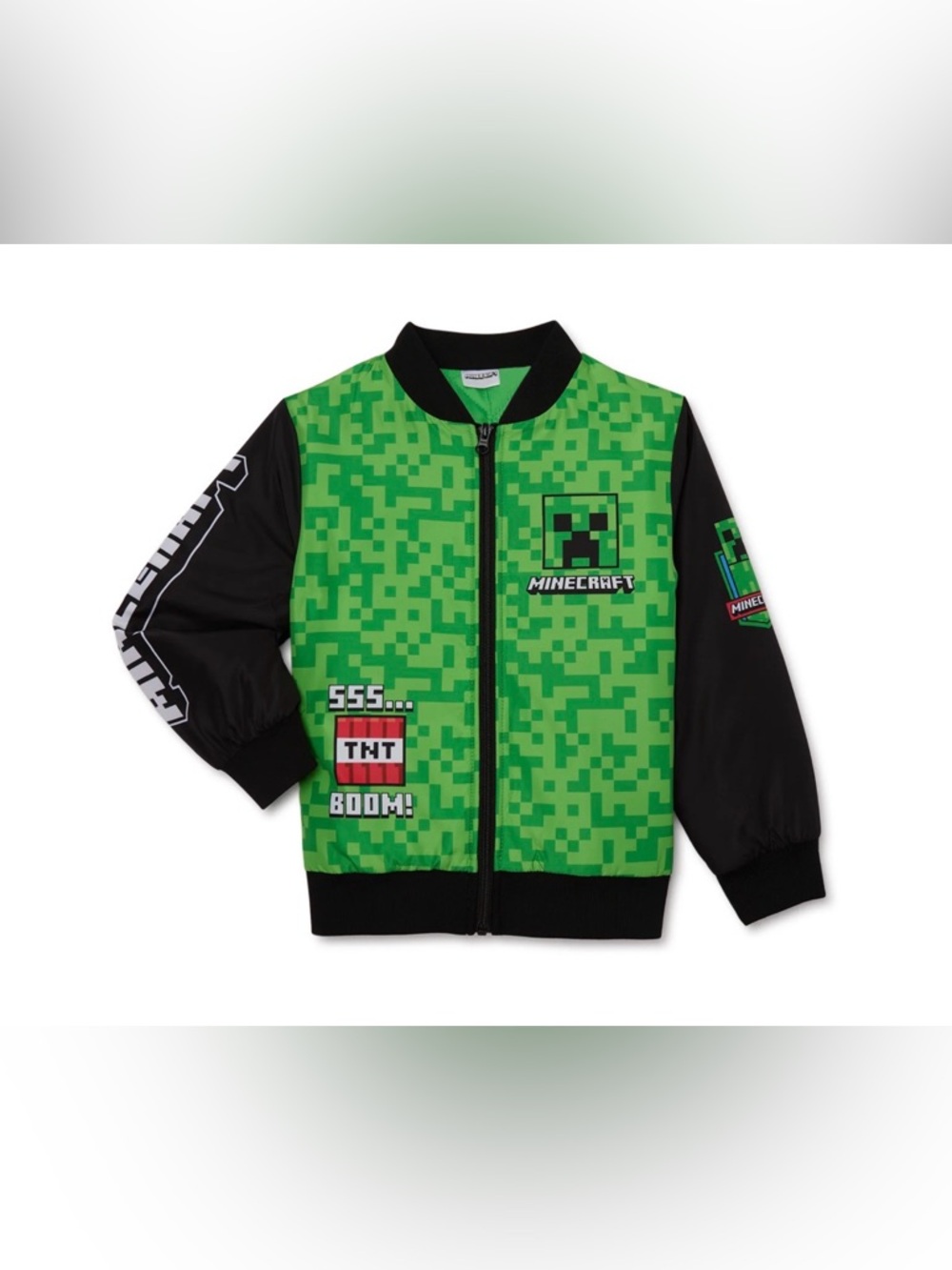 Minecraft Kids' Green Pixel Bomber Jacket